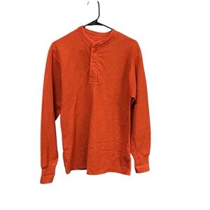 L.L. Bean Henley shirt men S orange wool blend outer layer long sleeve soft
